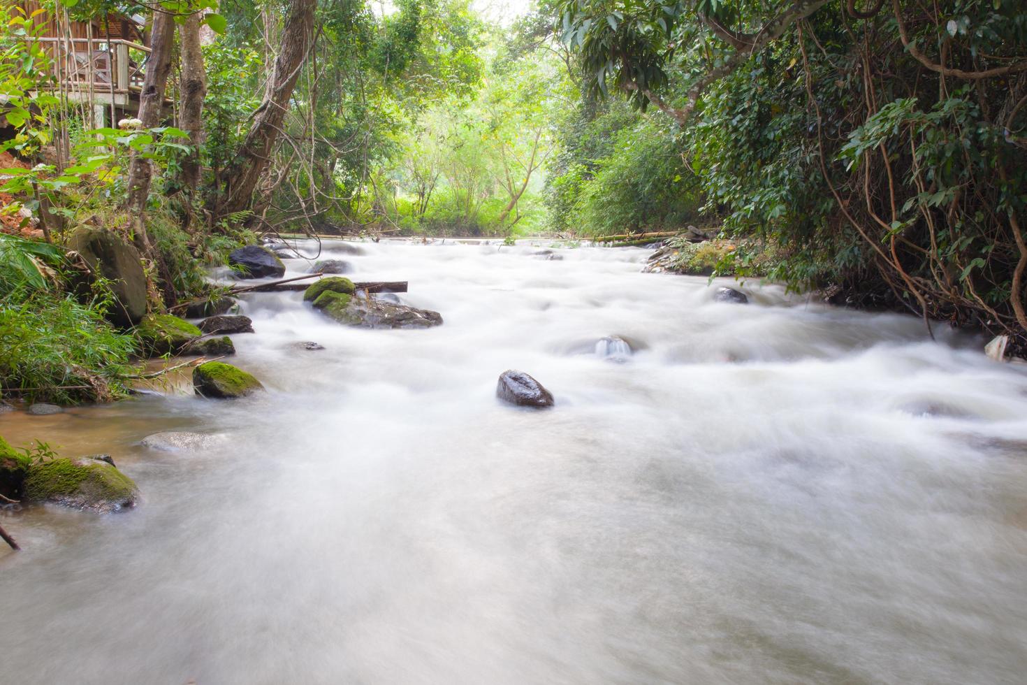 lange belichtingstijd shot van een stroom in Thailand foto