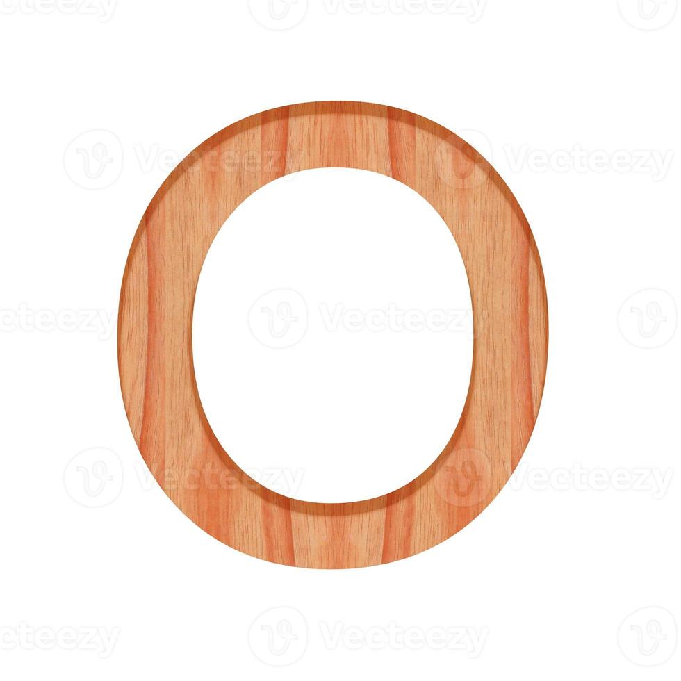 houten brief patroon mooi 3d geïsoleerd Aan wit achtergrond, ontwerp alfabet O foto