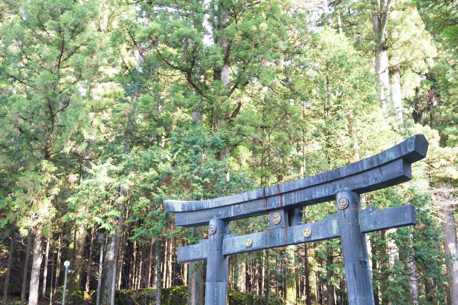 stenen poort bij het toshogu-heiligdom in japan foto