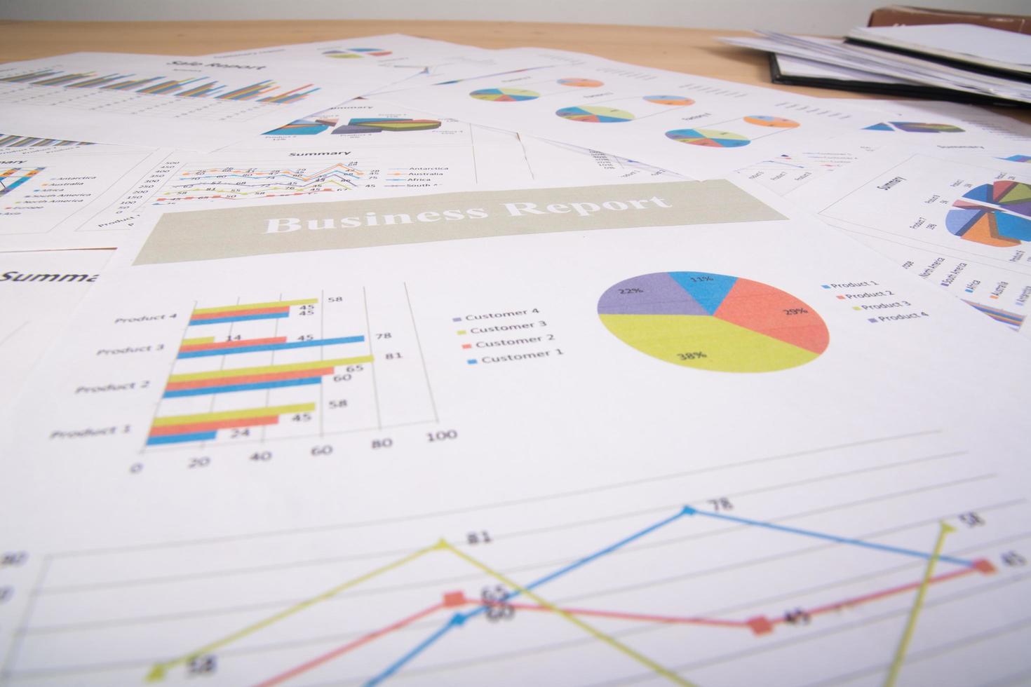 zakelijk rapport van grafieken en diagrammen foto