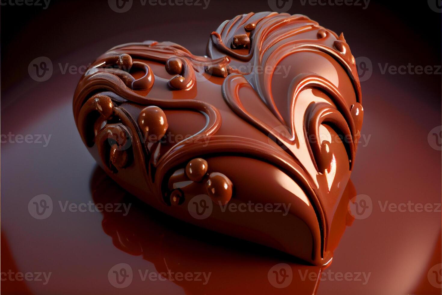 chocola in de het formulier van hart Valentijnsdag dag 3d en illustraties foto