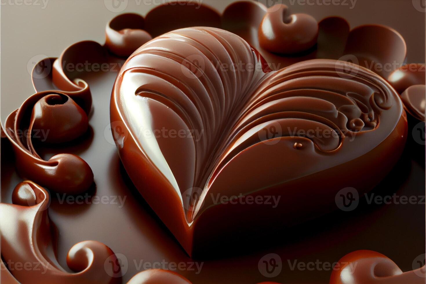 chocola in de het formulier van hart Valentijnsdag dag 3d en illustraties foto