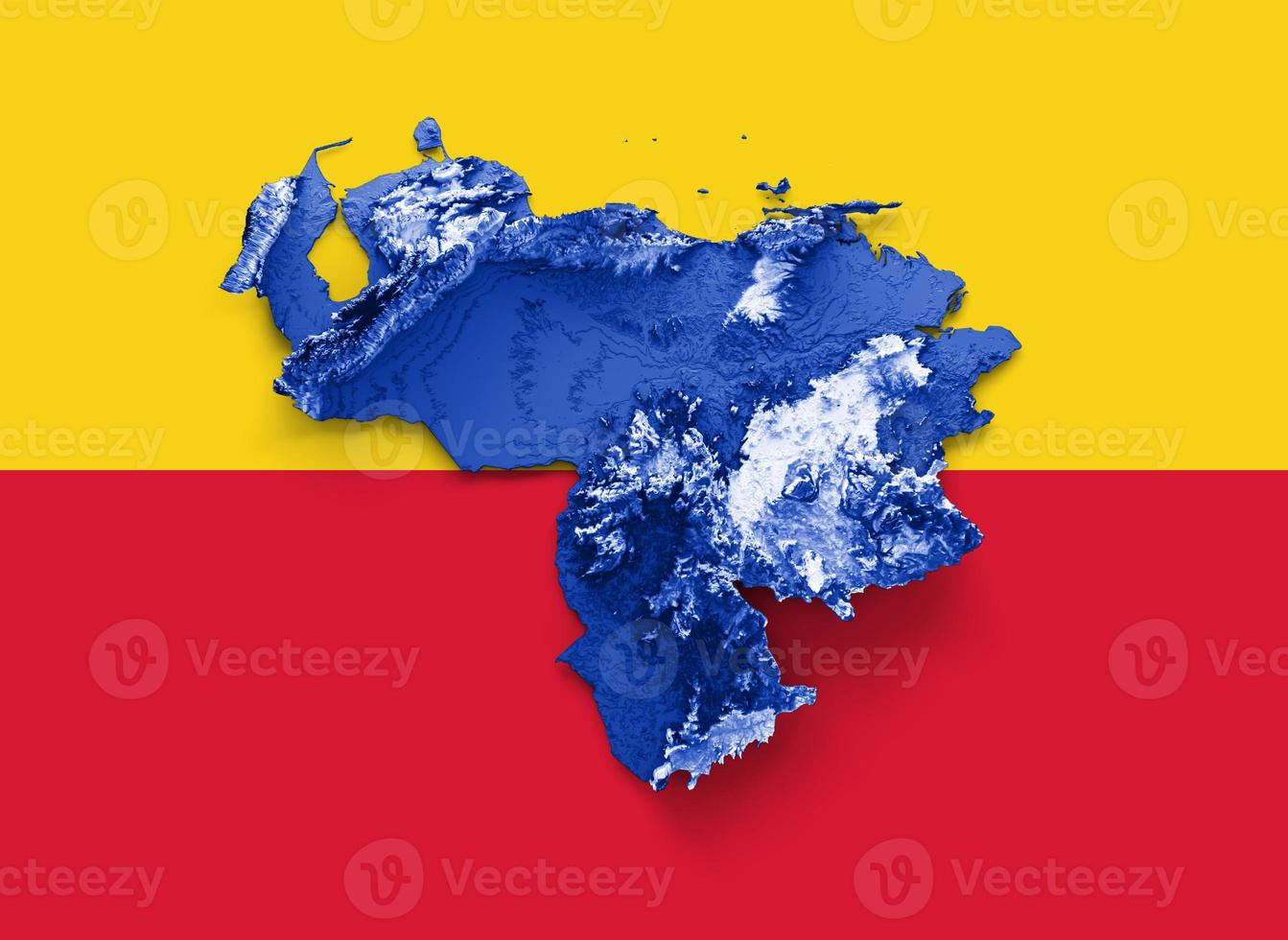 Venezuela kaart met de vlag kleuren blauw en rood schaduwrijk Verlichting kaart 3d illustratie foto