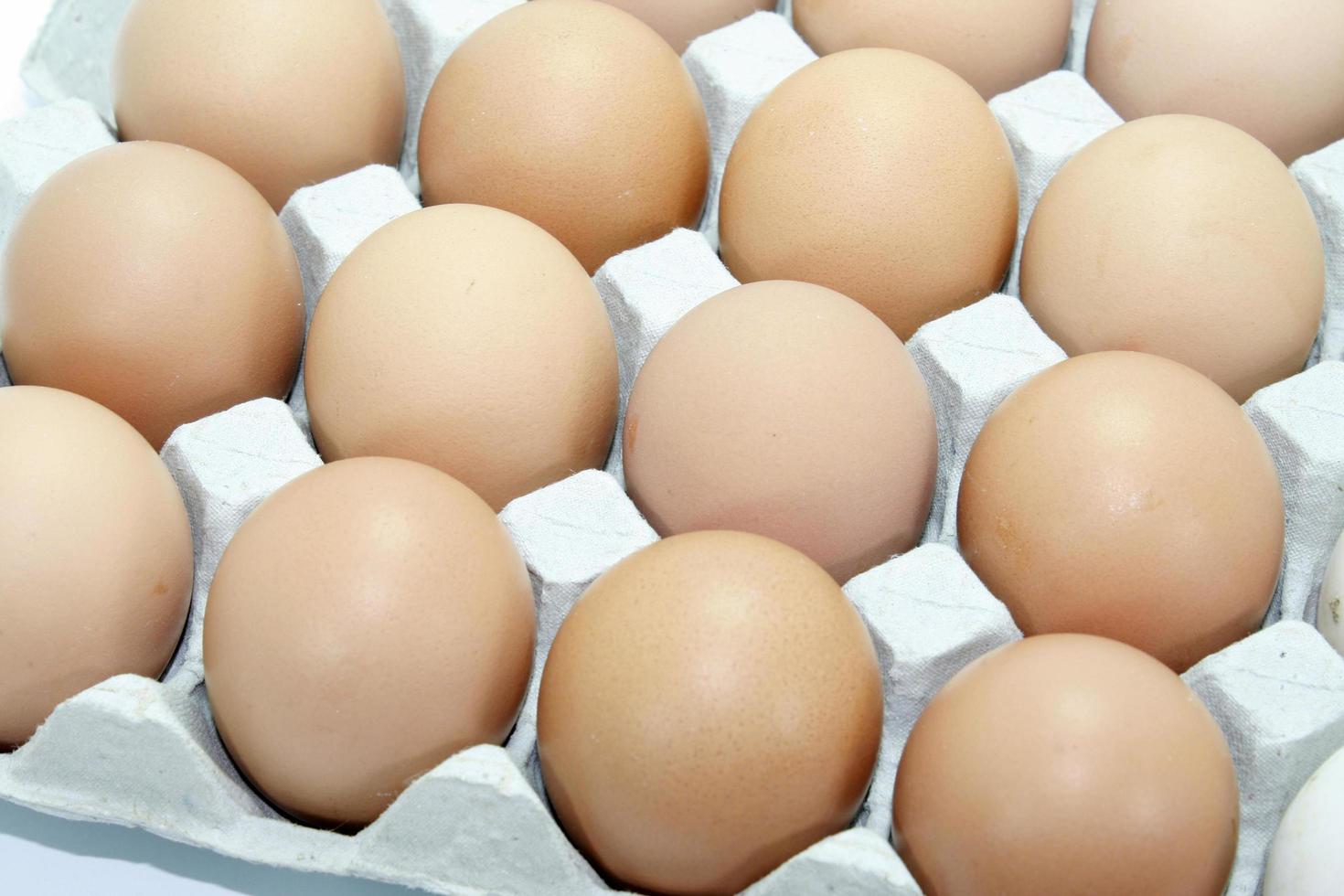 bruine eieren in een krat foto