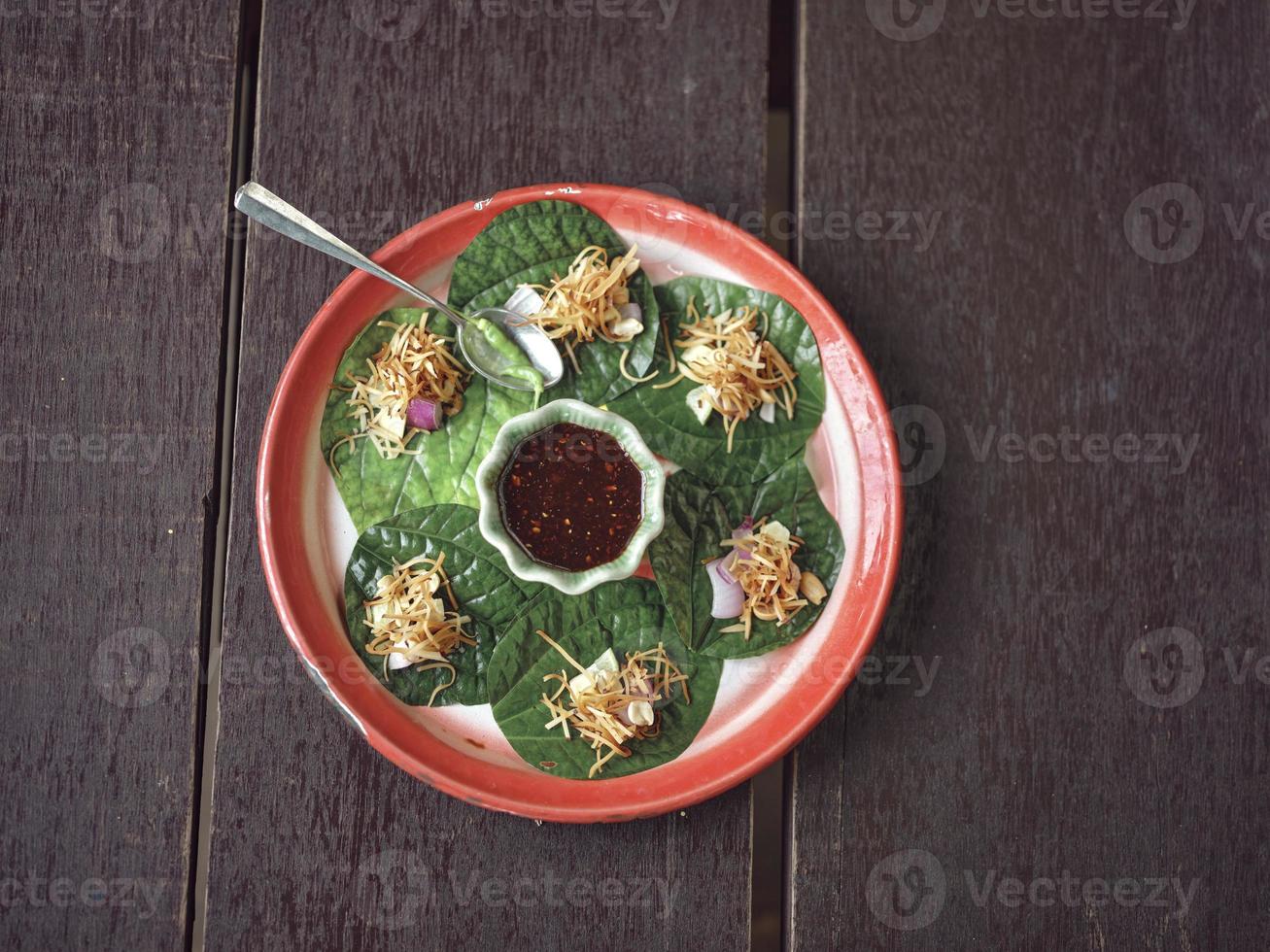 hartig blad wraps of miang kham foto