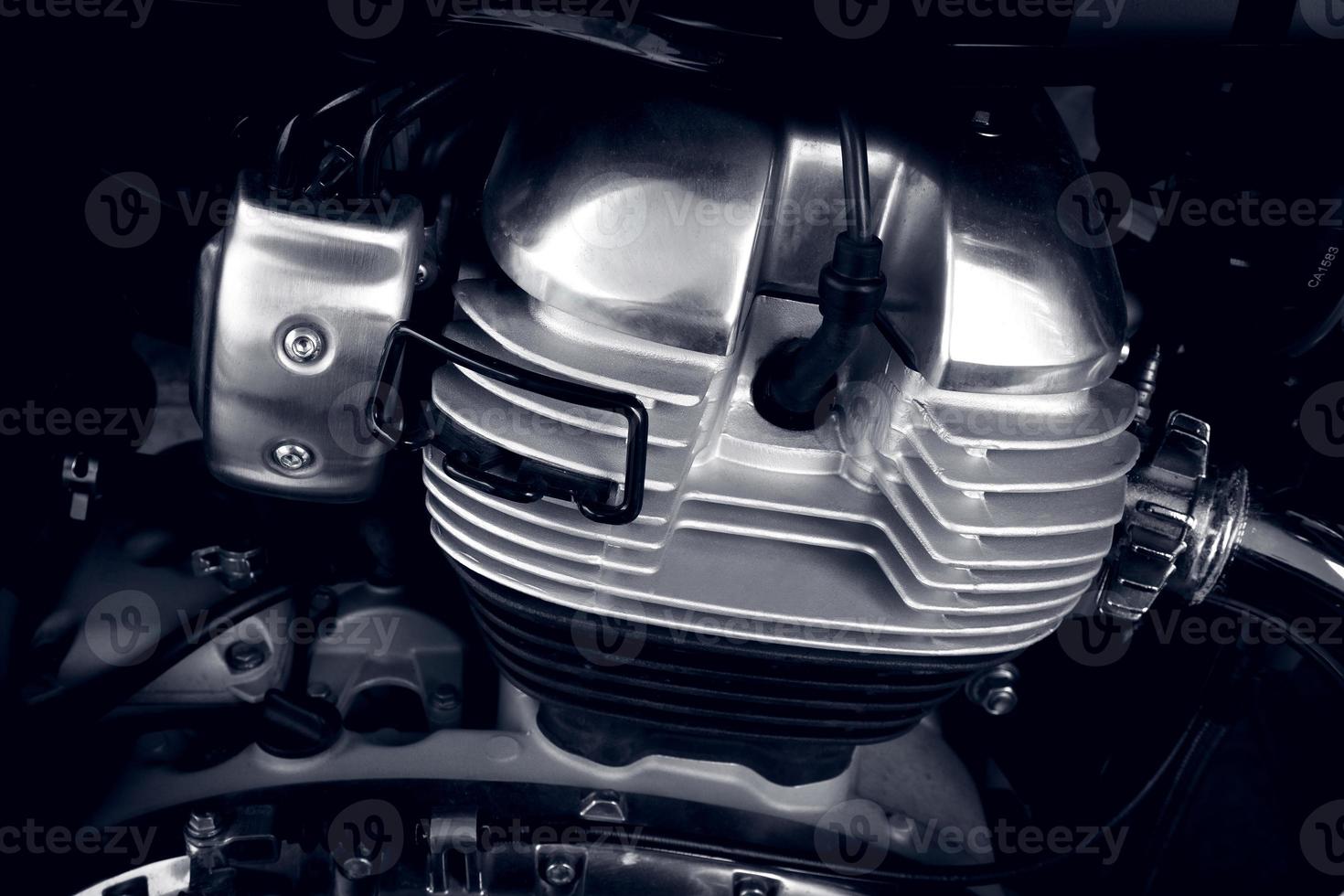 detailopname motorfiets motor cilinder motorfiets motor, intern verbranding motor detailopname foto