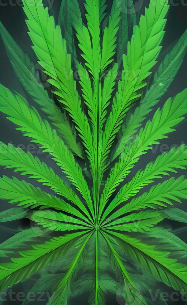 groen marihuana blad in natuur patroon ontwerp foto