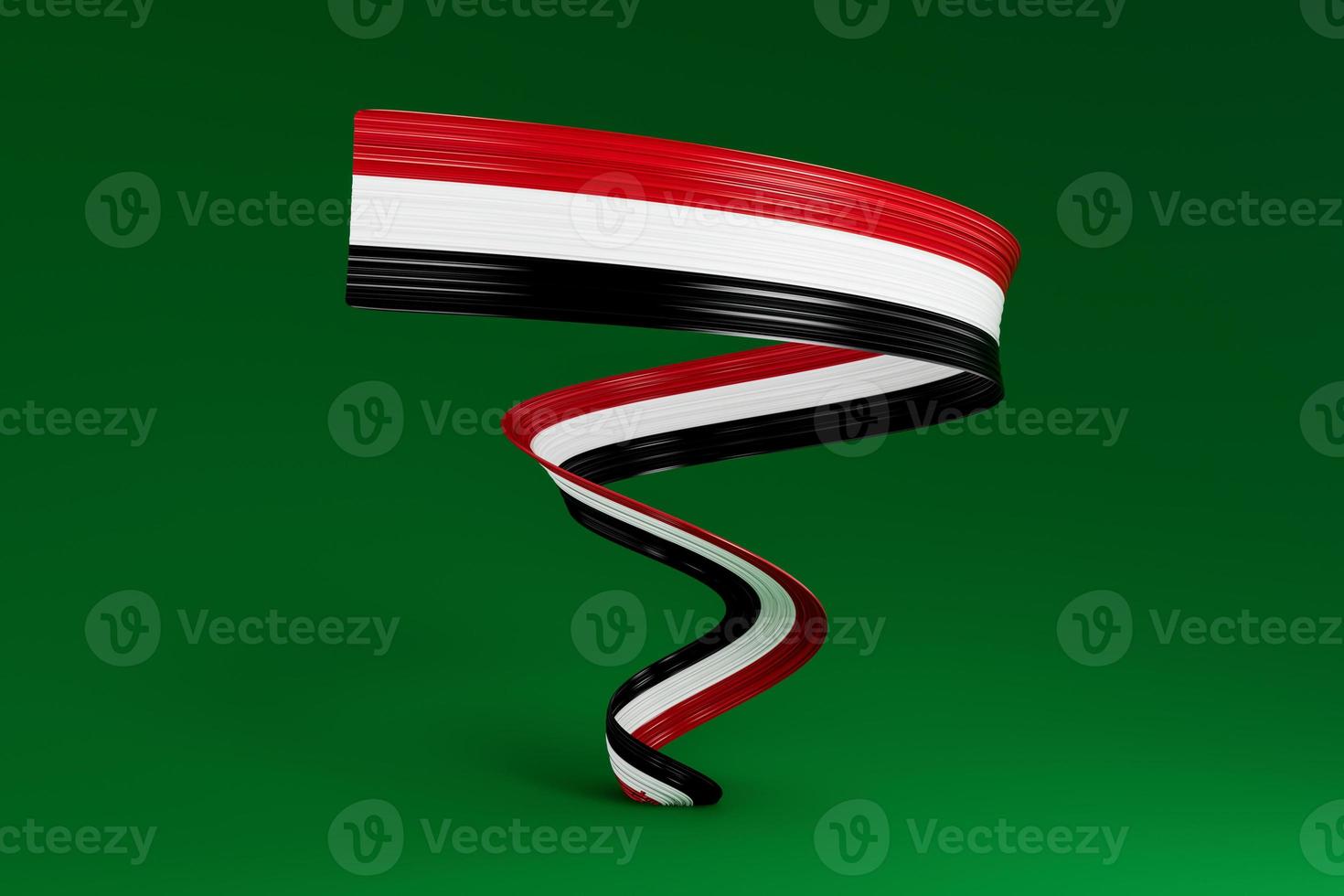 Syrië vlag lint Aan groen achtergrond 3d illustratie foto