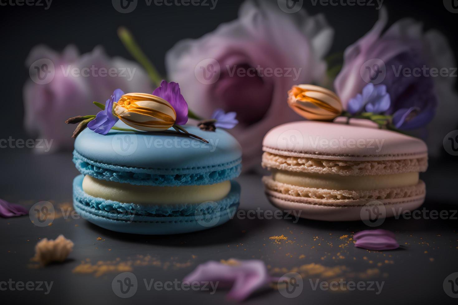 zoet en mooi bitterkoekjes van bloem smaak. bloem smaak toetje voedsel fotografie foto