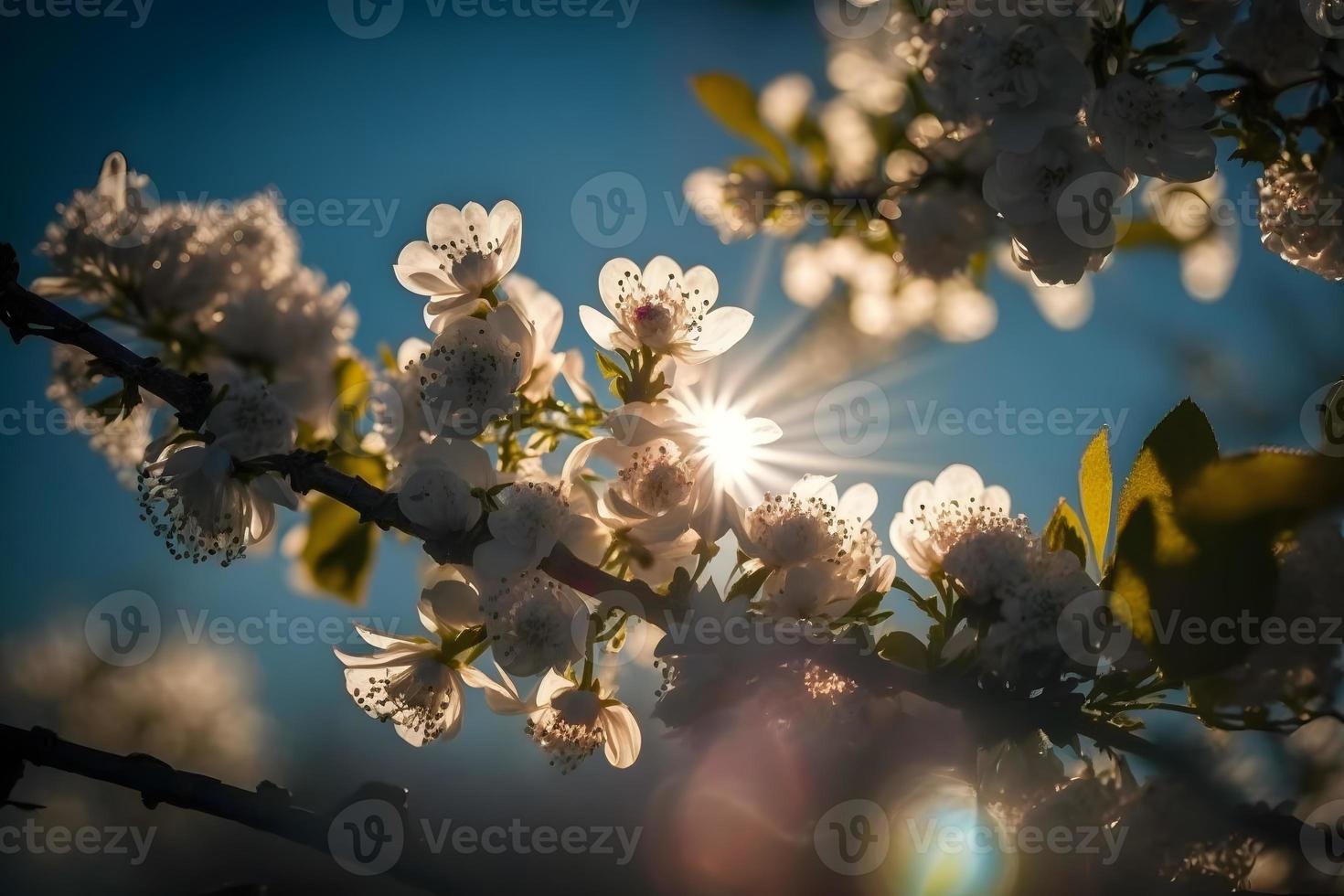 foto's voorjaar bloeiend - wit bloesems en zonlicht in de lucht, fotografie foto