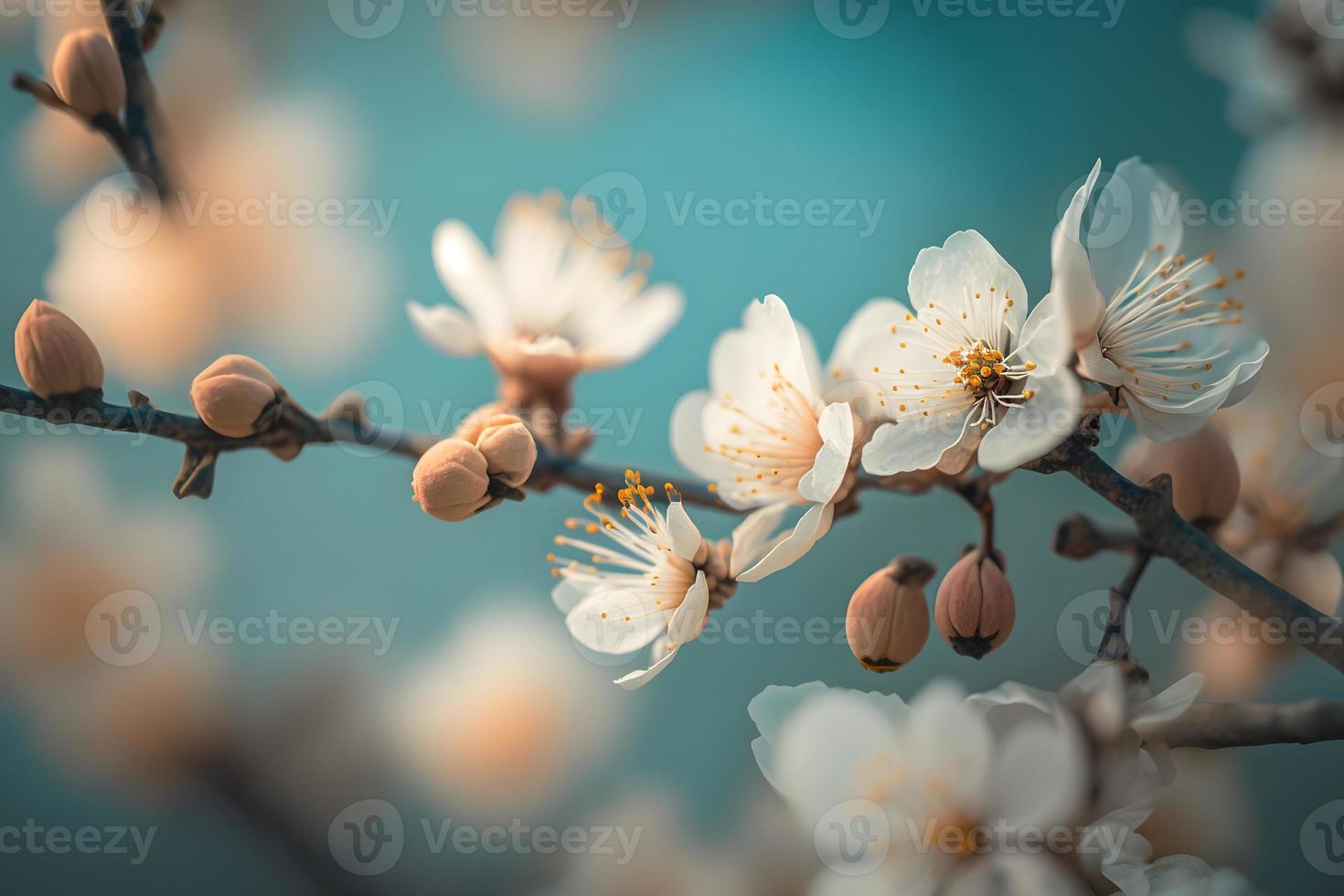 foto's mooi bloemen voorjaar abstract achtergrond van natuur. takken van bloeiende abrikoos macro met zacht focus Aan teder licht blauw lucht achtergrond foto