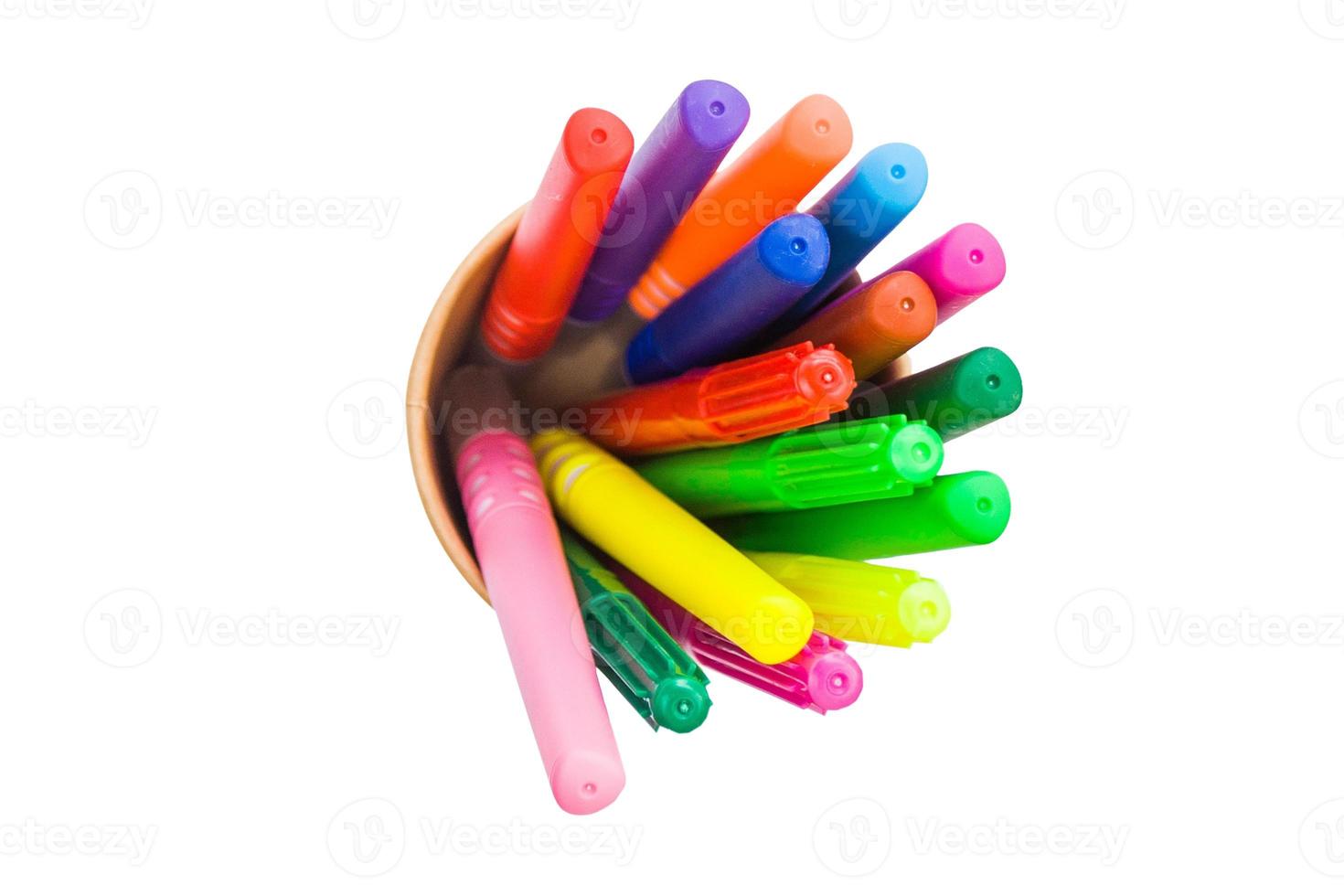 3971 pot met gekleurde potloden geïsoleerd Aan een transparant achtergrond foto