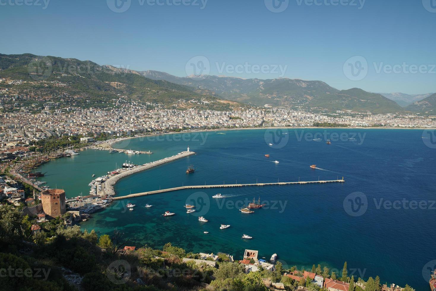 antenne visie van Alanya stad- in antalya, turkiye foto