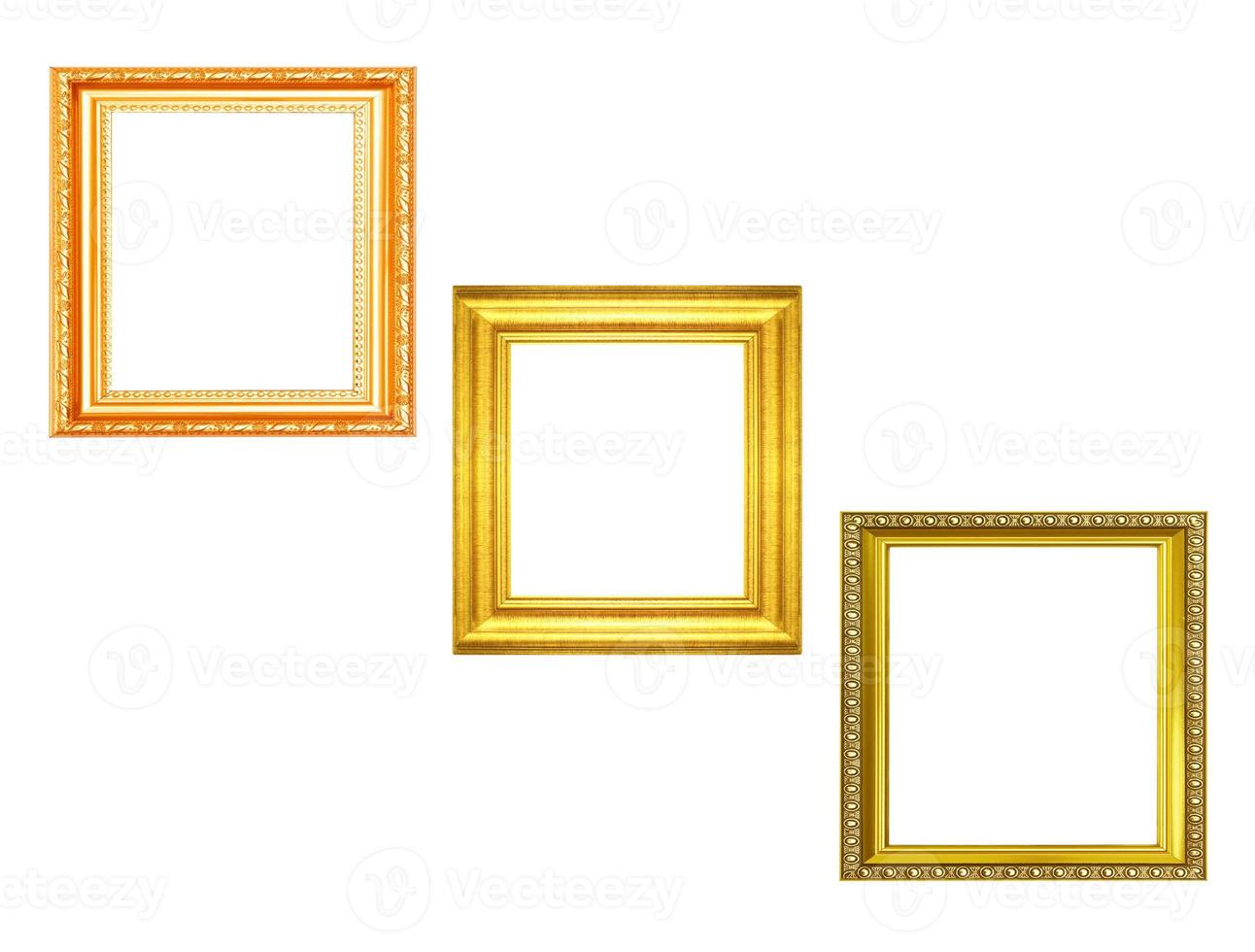 set van gouden vintage frame geïsoleerd op zwarte achtergrond foto