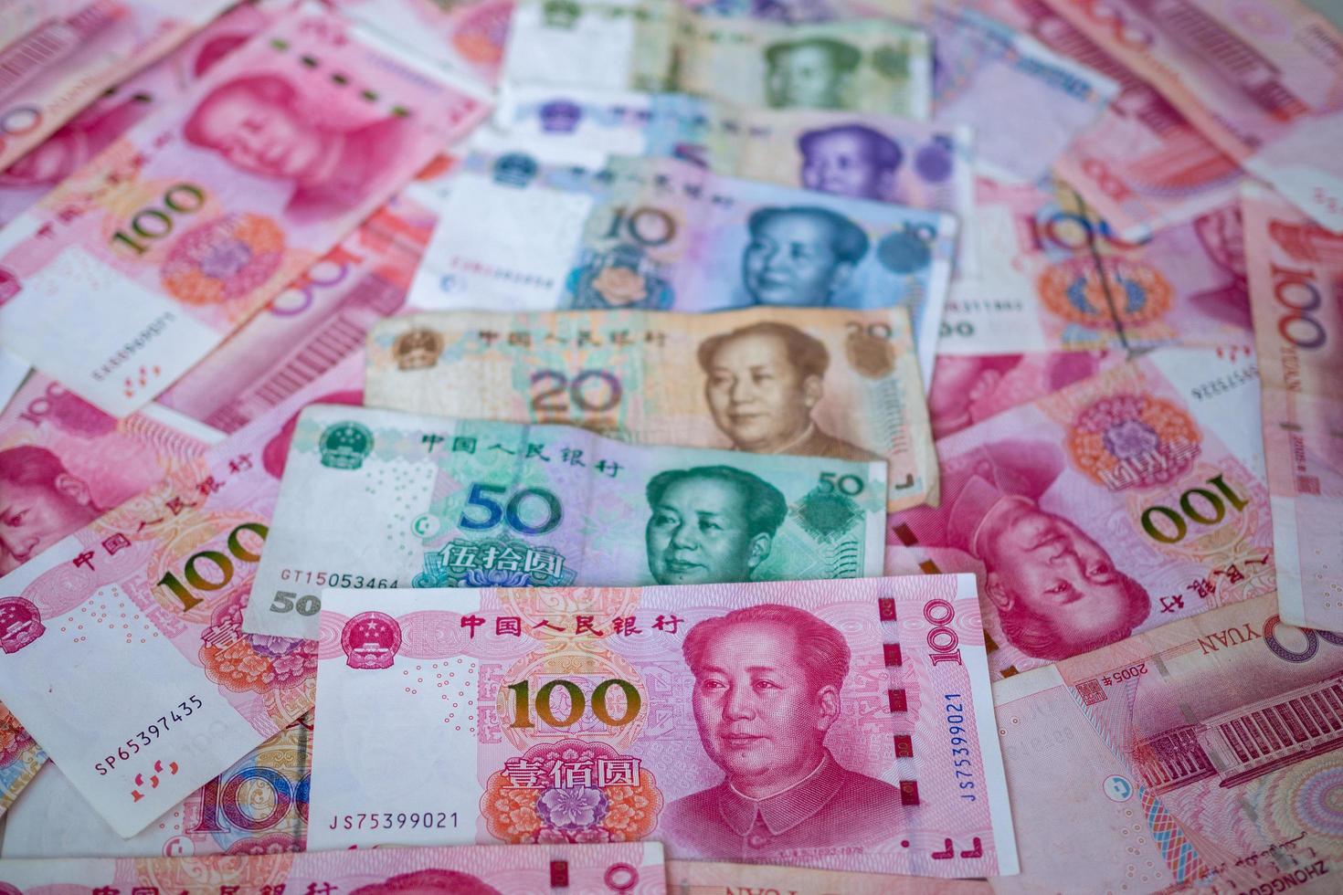 reeks van Chinese valuta geld yuan renminbi. foto