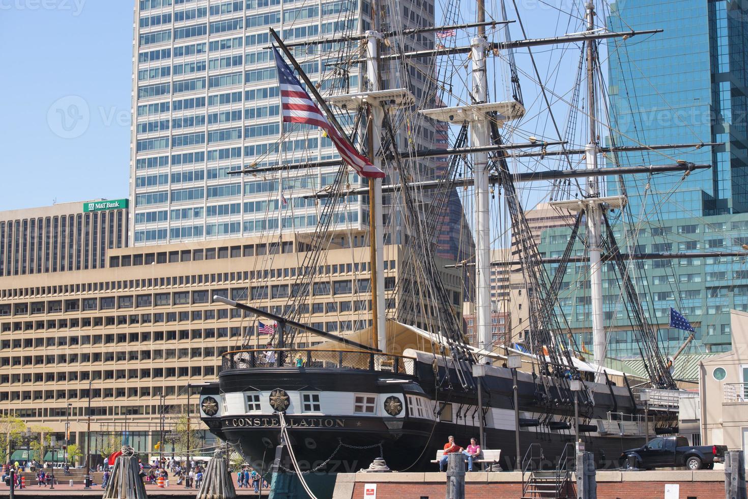 Baltimore Maryland haven visie met sterrenbeeld schip foto