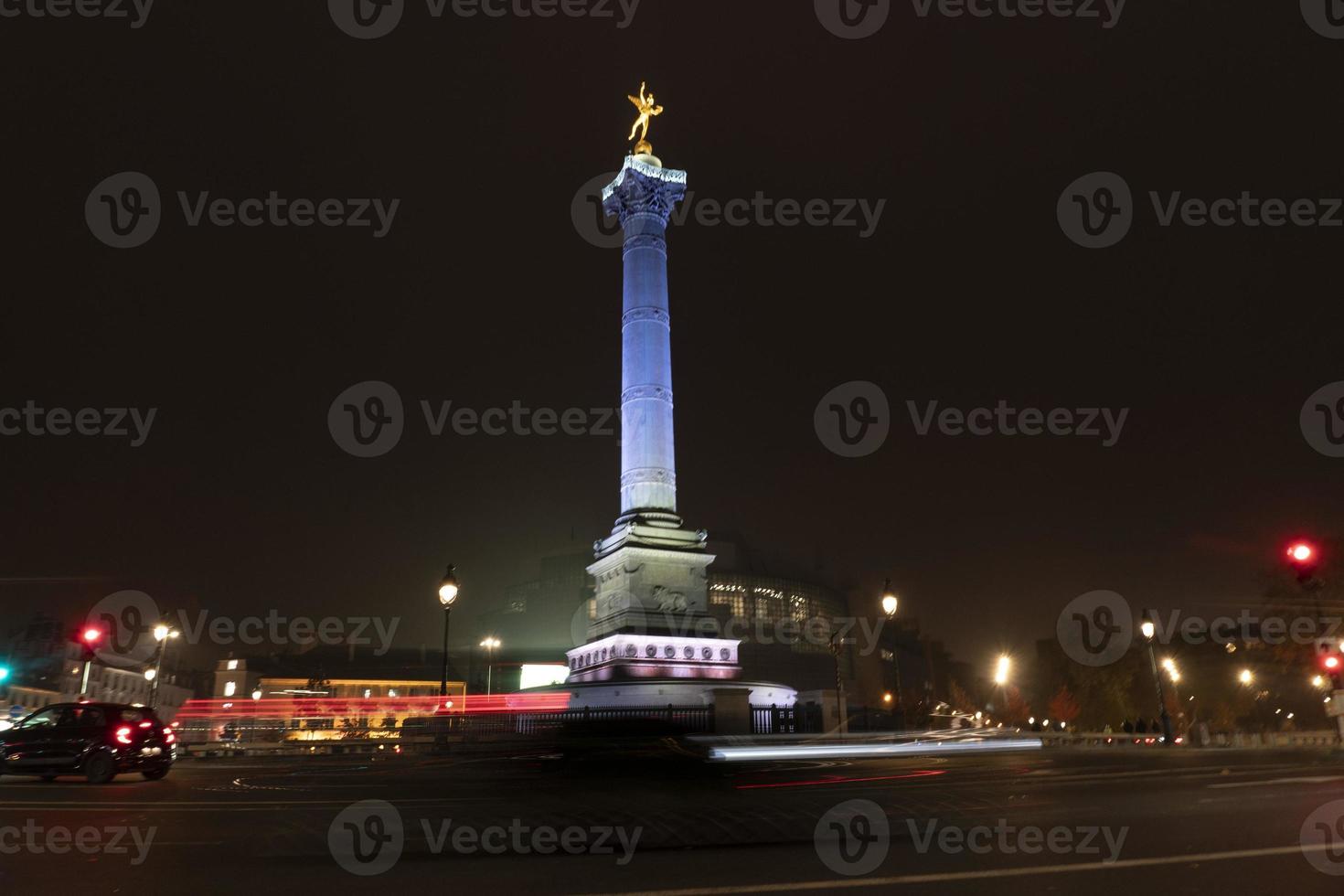 Bastille plaats Parijs nacht visie foto