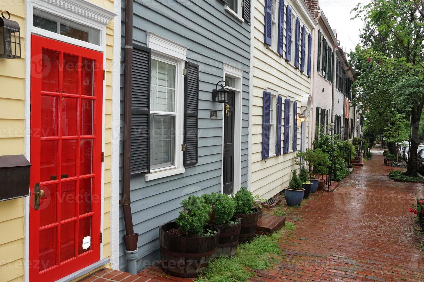 Georgetown dc Washington huizen onder de regen foto