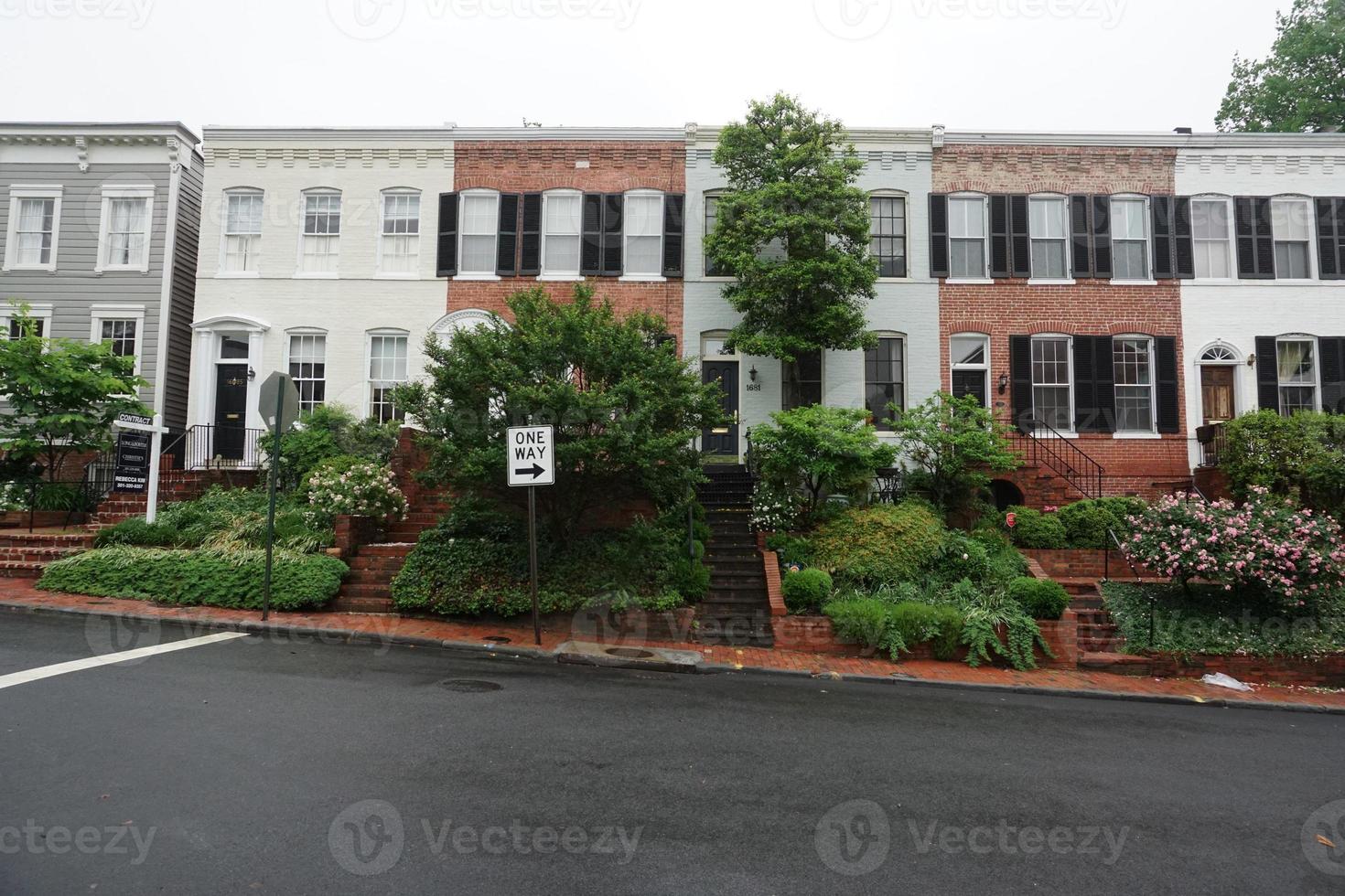 Georgetown dc Washington huizen onder de regen foto