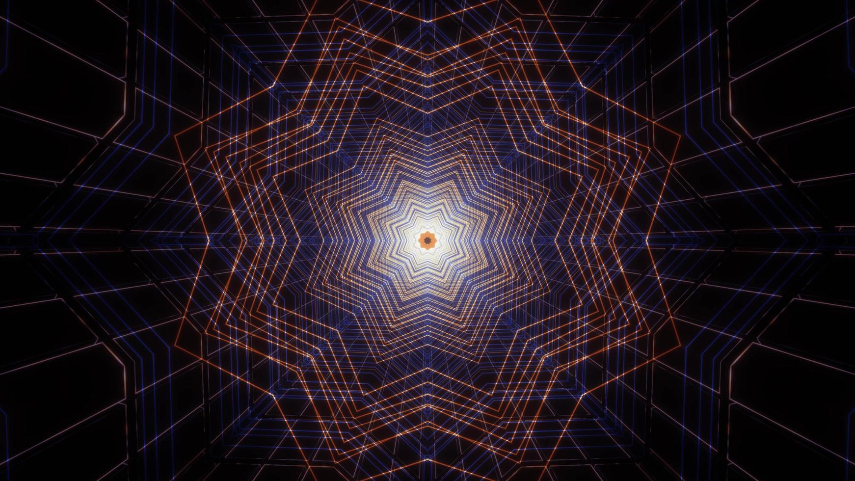 stervorm lijnen 3D-caleidoscoop ontwerp illustratie voor achtergrond of textuur foto