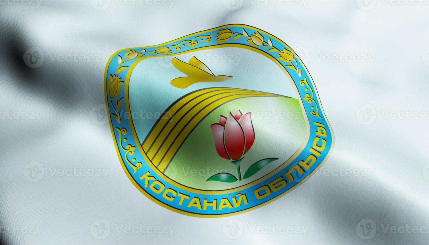 3d golvend Kazachstan regio vlag van kostanay detailopname visie foto
