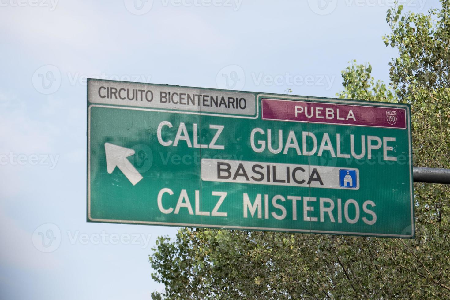 Mexico stad guadalupe basiliek straat teken foto
