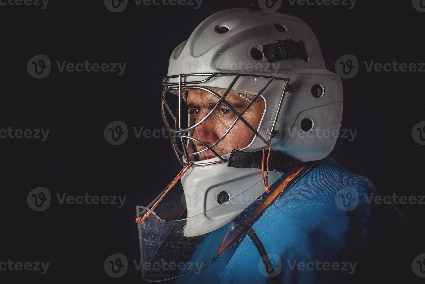 hockey keeper in het masker foto