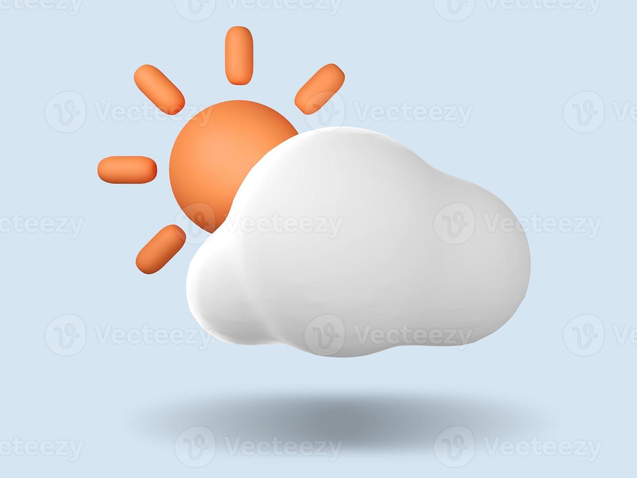 zonnig en bewolkt 3d weer icoon. 3d geven illustratie. foto