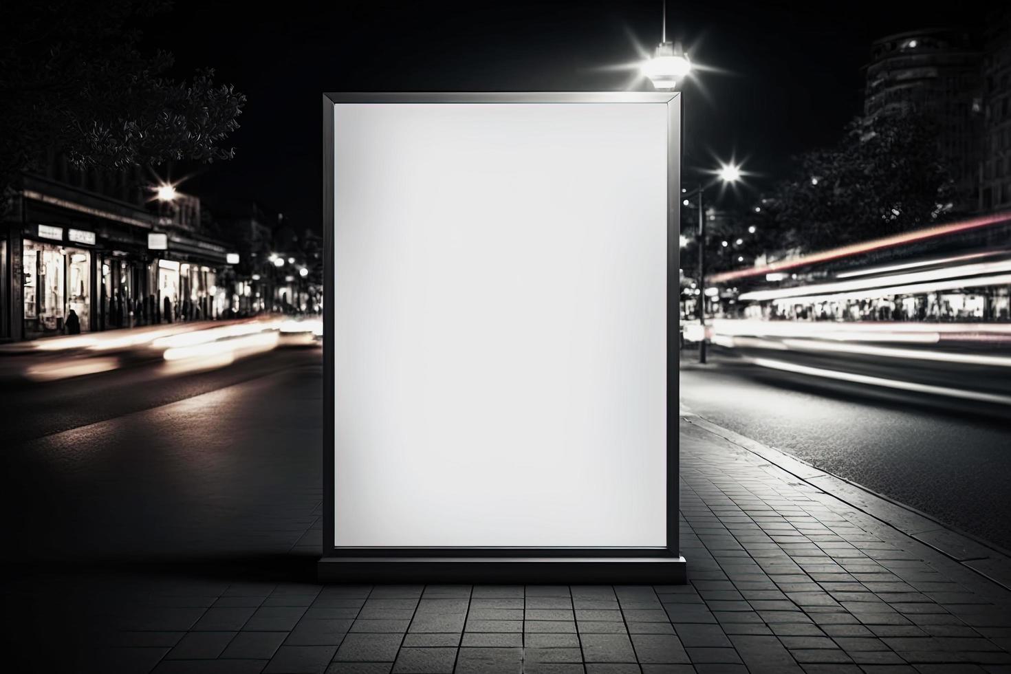 leeg reclame uithangbord stedelijk mockup Bij nacht stad foto