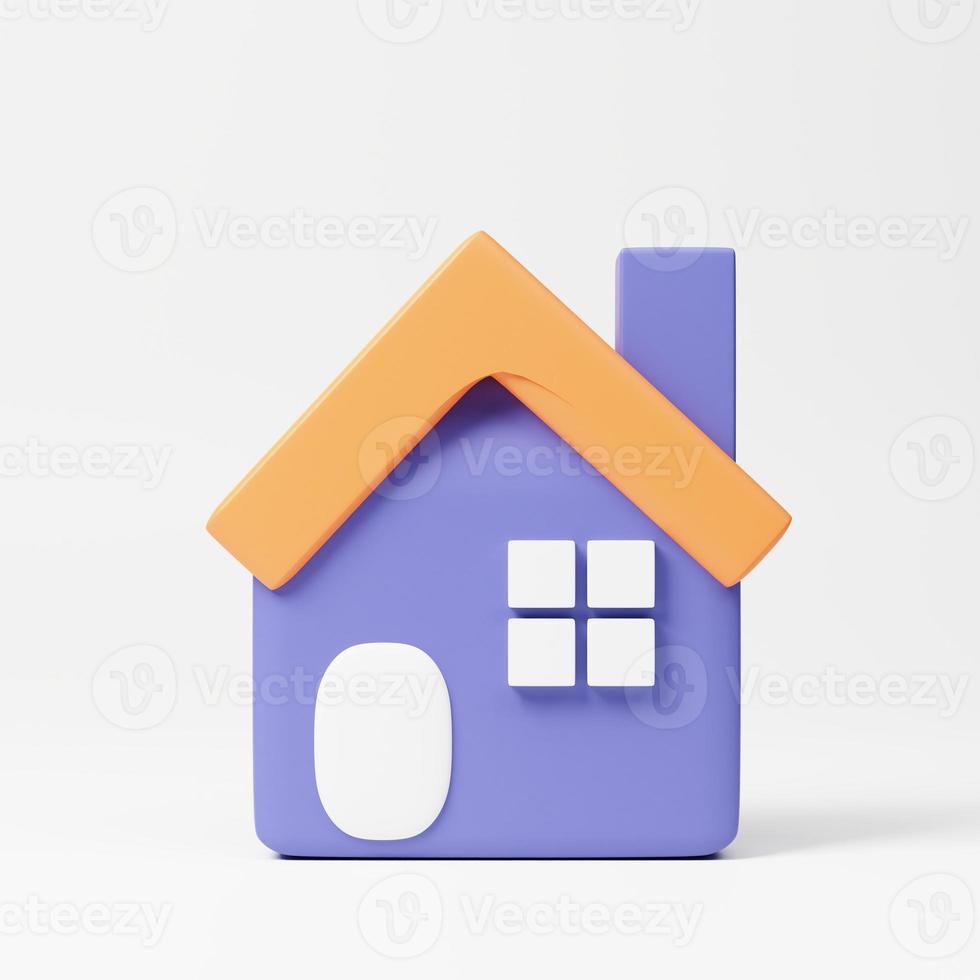 minimaal huis symbool. echt landgoed, hypotheek, lening concept. 3d renderen icoon. tekenfilm minimaal stijl. foto