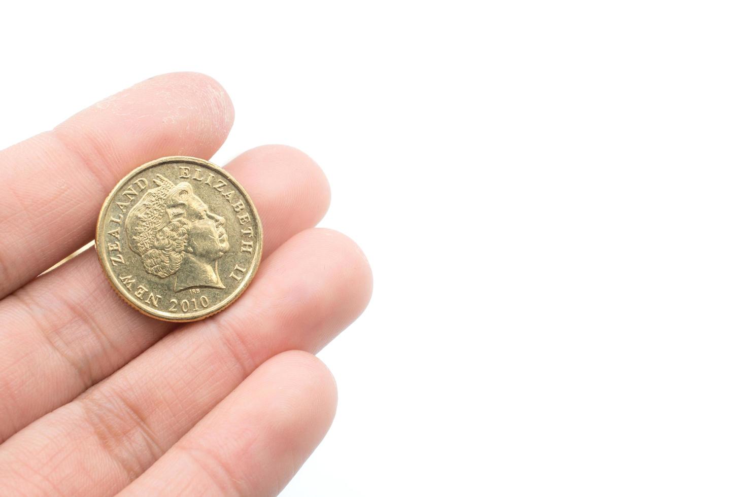 nieuw Zeeland munt 1 dollar, nieuw Zeeland munteenheid. de nieuw Zeeland dollar is de officieel valuta van nieuw Zeeland. foto