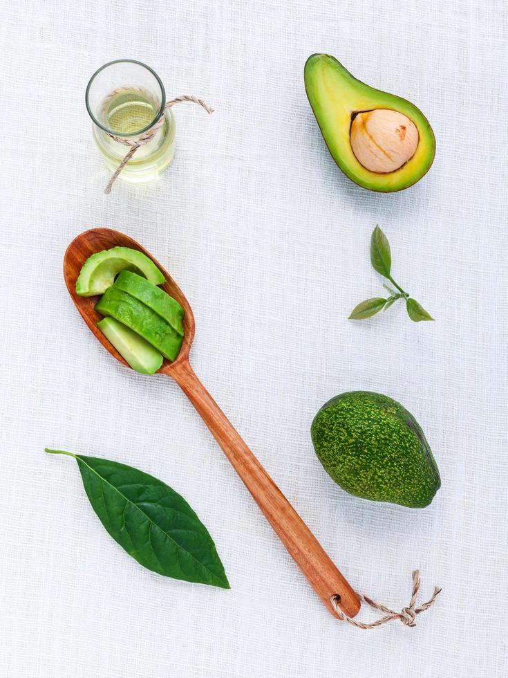 bovenaanzicht van avocado huidverzorging foto