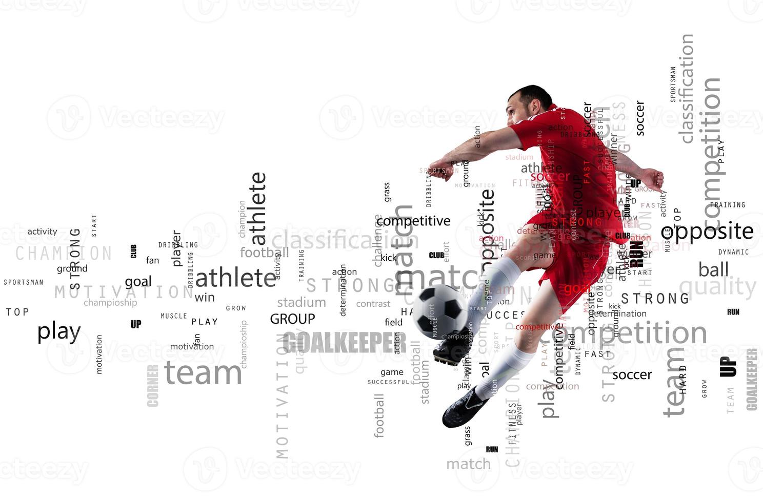 Amerikaans voetbal tafereel van een voetbal speler in actie. tekst effect in bedekking met de meest gebruikt voorwaarden. abstract achtergrond foto