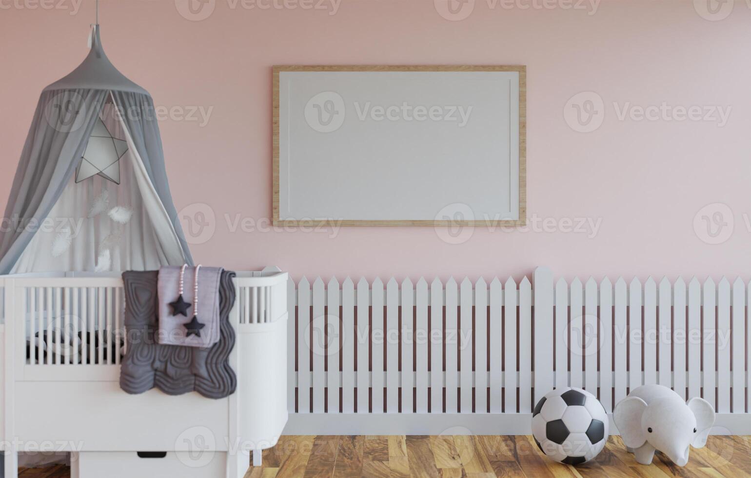 3d mockup blanco wit bord in kinderen kamer renderen foto