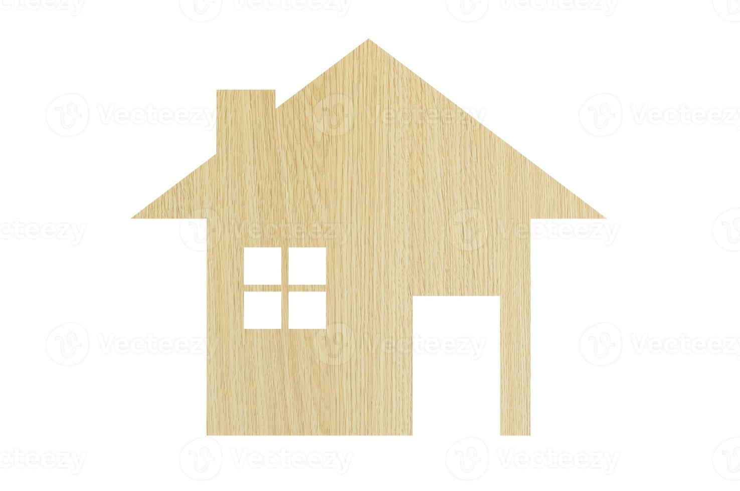 huis icoon van houten structuur geïsoleerd Aan wit achtergrond foto