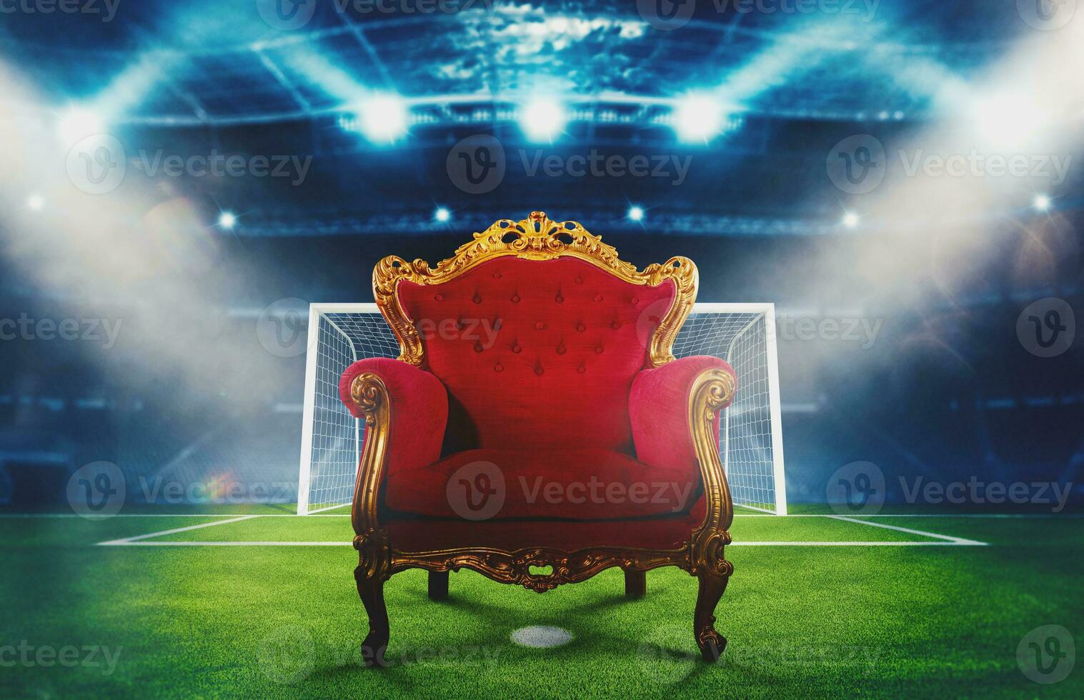 comfortabel en luxe fluweel fauteuil in een voetbal stadion foto
