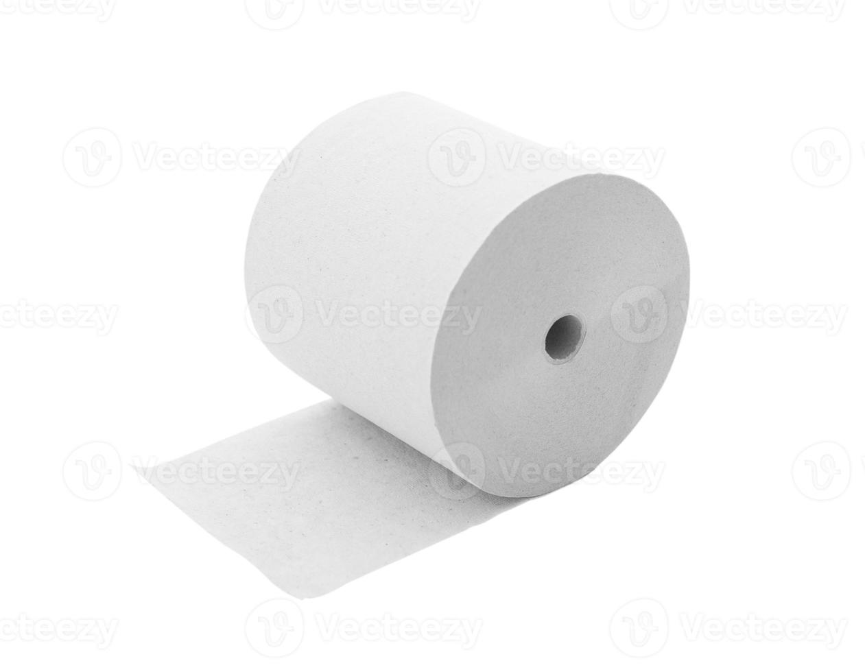 papier rollen bespotten omhoog geïsoleerd Aan wit achtergrond. blanco wit verpakking keuken handdoek, toilet papier rollen, contant geld registreren plakband, thermisch fax rollen. papier rollen sjabloon foto