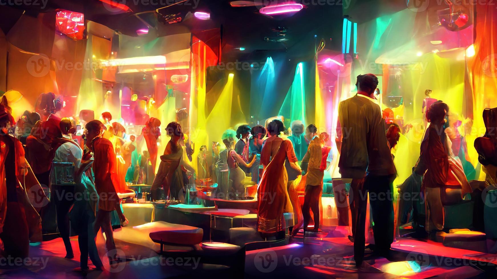 abstractie in de het formulier van een club partij met een houder stijl onder neon verlichting foto