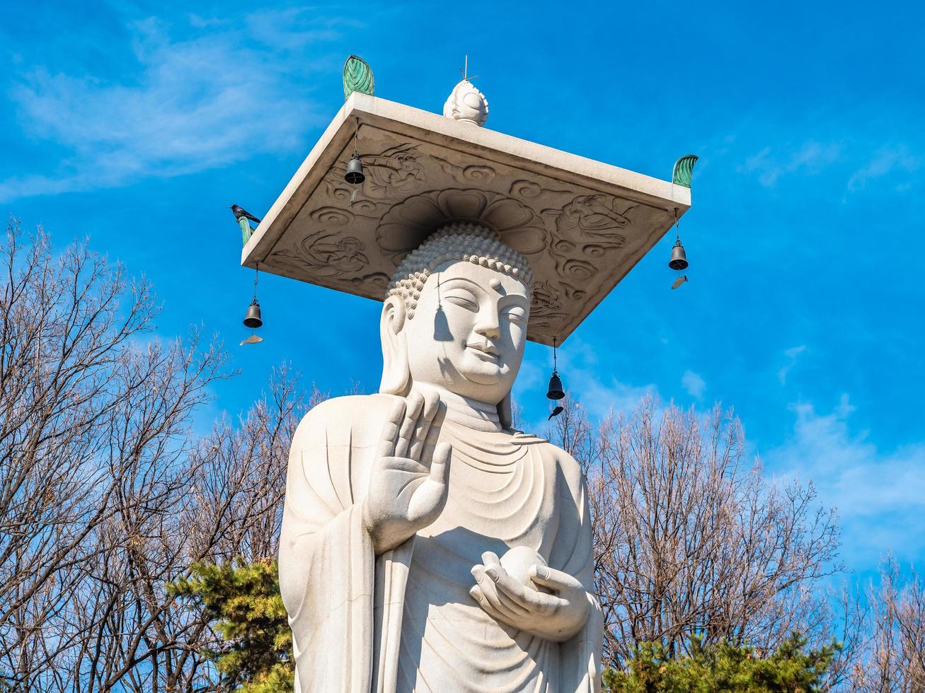 boeddhistisch standbeeld in bongeunsa-tempel in de stad van seoel, zuid-korea foto
