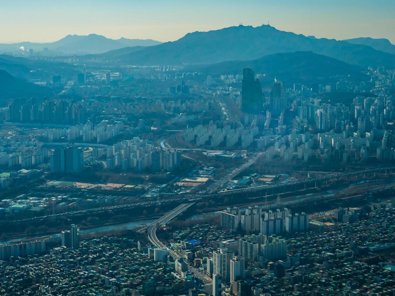 luchtfoto van seoul city, zuid-korea foto