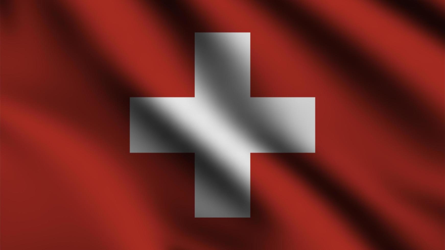 Zwitserland vlag golvend in de wind met 3d stijl achtergrond foto