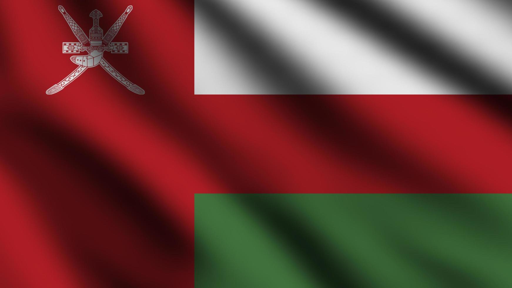 Oman vlag blazen in de wind. vol bladzijde vliegend vlag. 3d illustratie foto