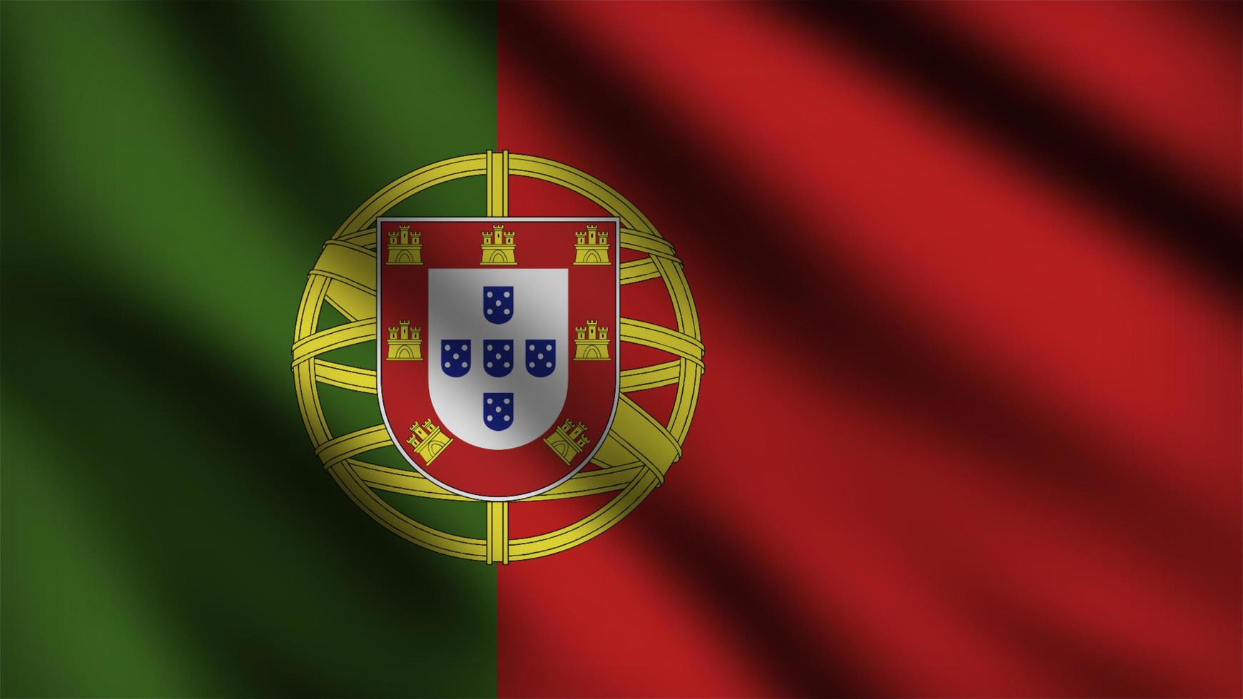 Portugal vlag blazen in de wind. vol bladzijde vliegend vlag. 3d illustratie foto