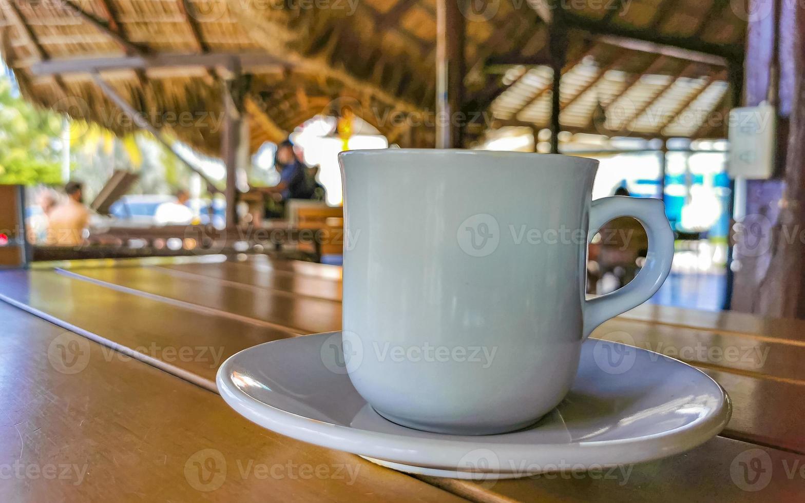 kop van americano zwart koffie in restaurant Mexico. foto