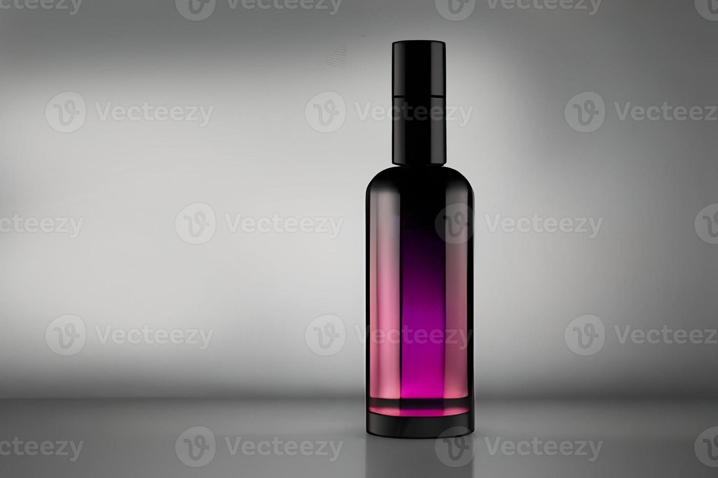 Purper en zwart fles parfum mockup Product studio schot geïsoleerd. foto