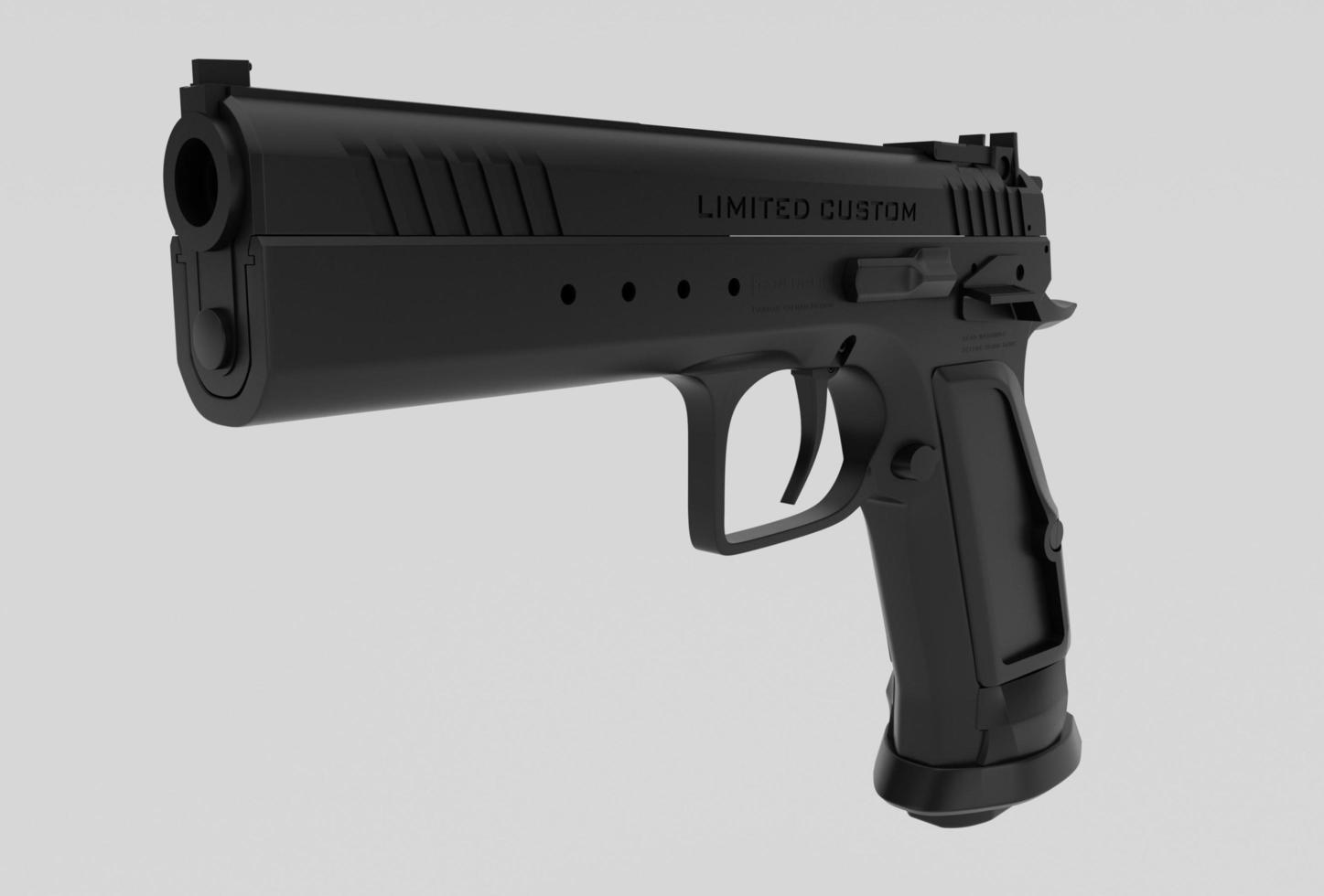 pistool hand- geweer 3d renderen Aan wit achtergrond minimaal 3d illustratie foto