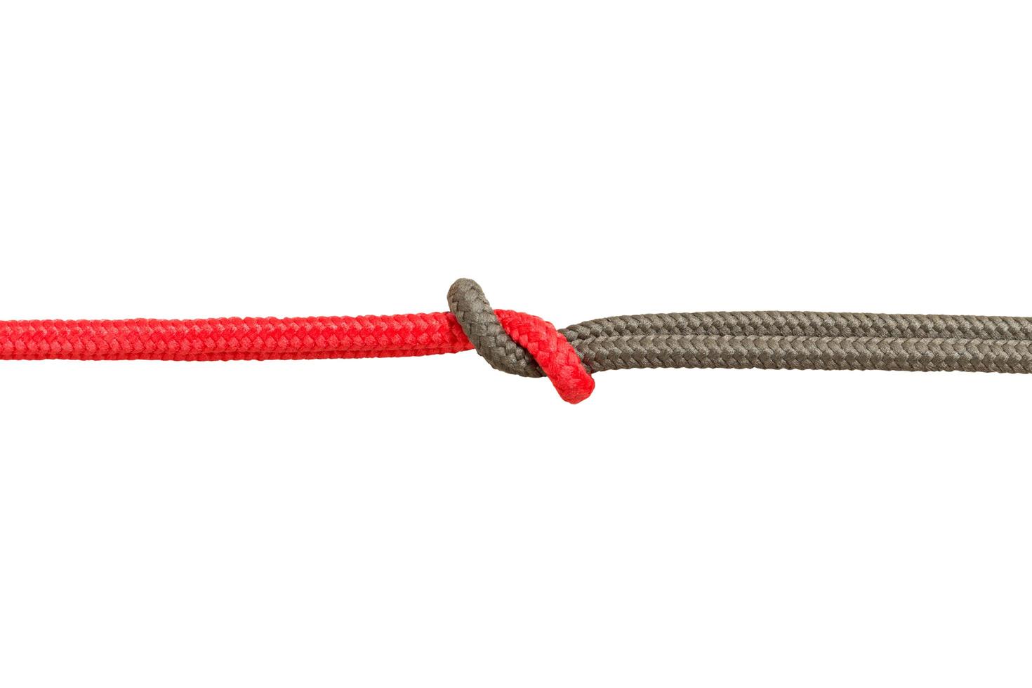 verbonden touwen samengebonden isoleren op een witte achtergrond foto