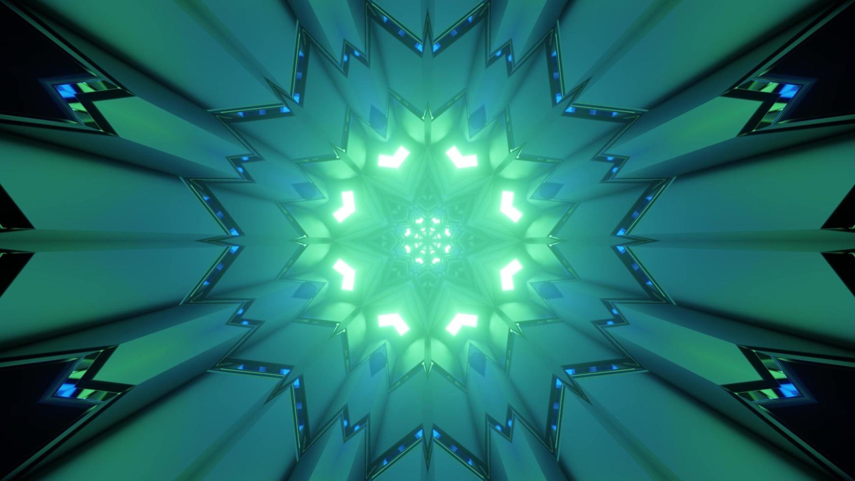 futuristische 3d illustratie van groene poly hoekige caleidoscoop foto