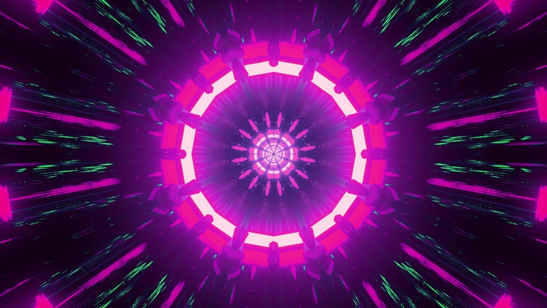 heldere paarse geometrische lichten die op 3d illustratie verlichten foto