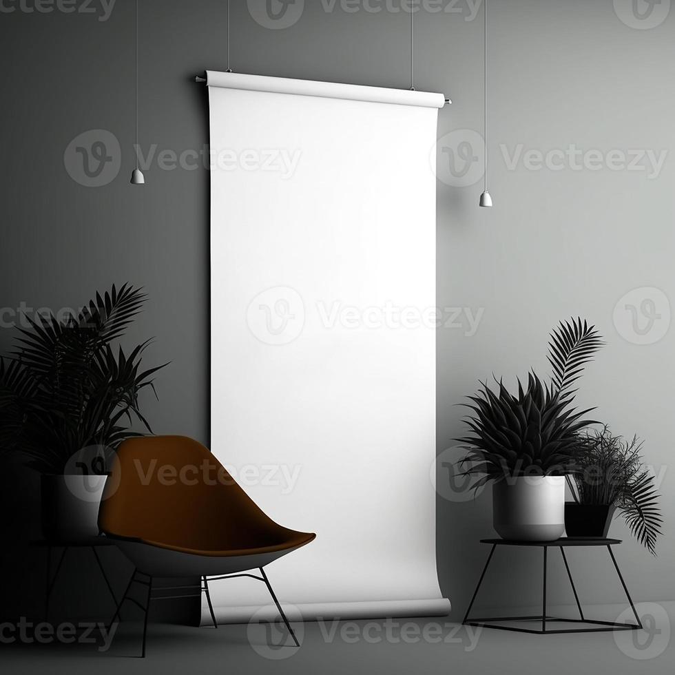 oprollen banier standee mockup zwart kleur achtergrond foto